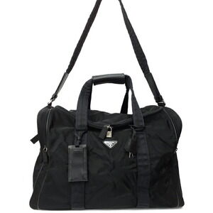 Prada Tessuto Nylon travel duffle bag signature saffiano leather Black